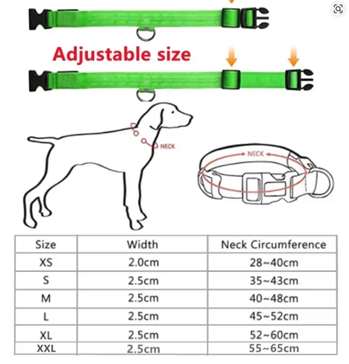 Collar LED Para Perros y Gatos Naranjo