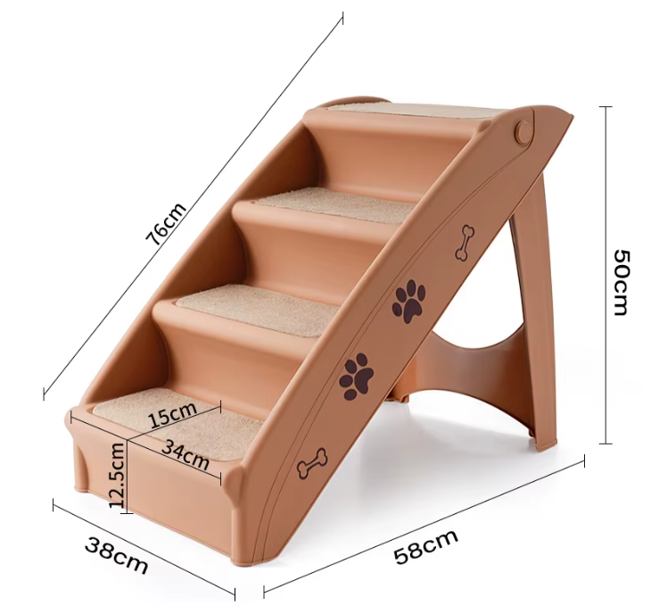 Escalera para Mascotas de 4 Peldaños | Ideal para Perros Pequeños y Gatos Senior