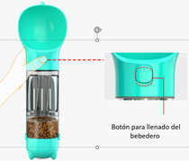 Imagen de producto Botellón multifuncional 4 en 1 para mascotas 
300ml agua + bolsa heces + comida Calipso