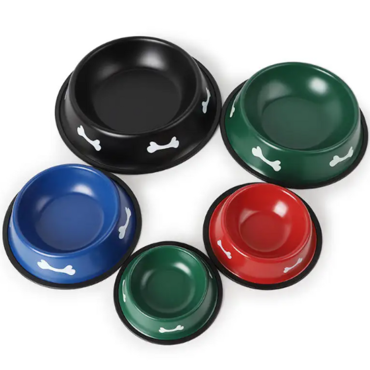 bowl para perro grande diseño hueso acero inoxidable plato resistente comida varios colores