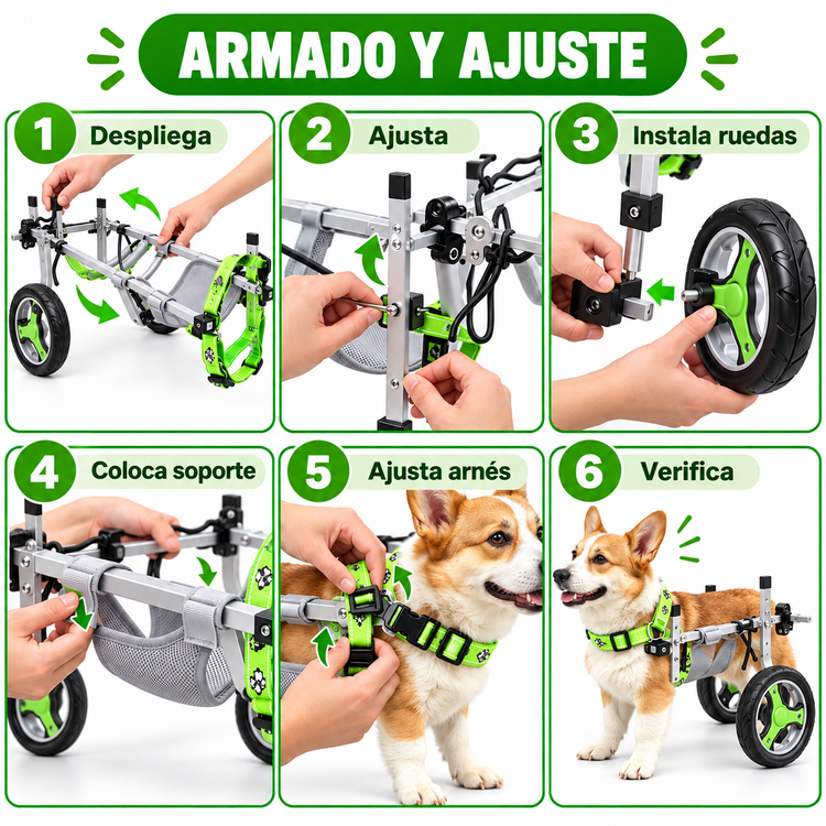 Silla De Ruedas Para Mascotas Ajustable 6 A 9 Kg