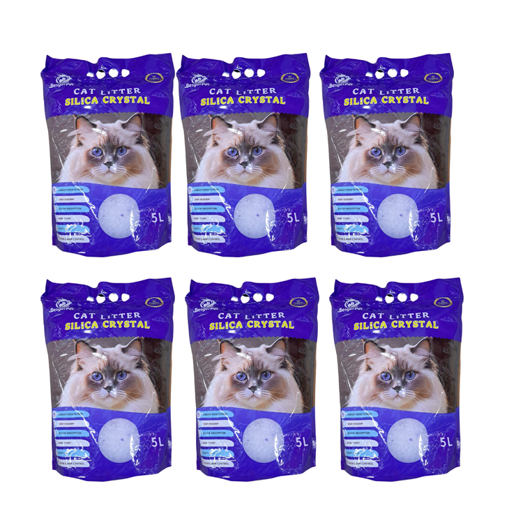 Arena Sanitaria de Sílica Cristal Premium para Gatos | 5L y Pack Ahorro 6 Bolsas – BYS
